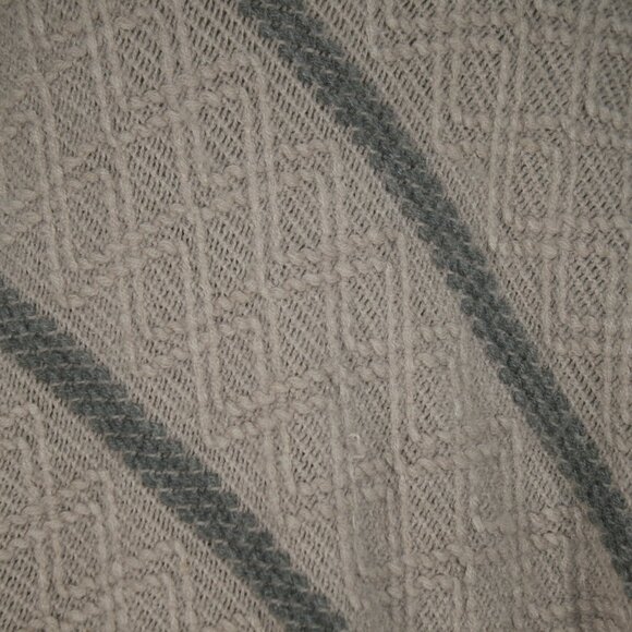 ARIANNA BY HOWARDS Poncho Hooded Knit Fringe Chevron Stripe Tan Gray One Size - Picture 3 of 14